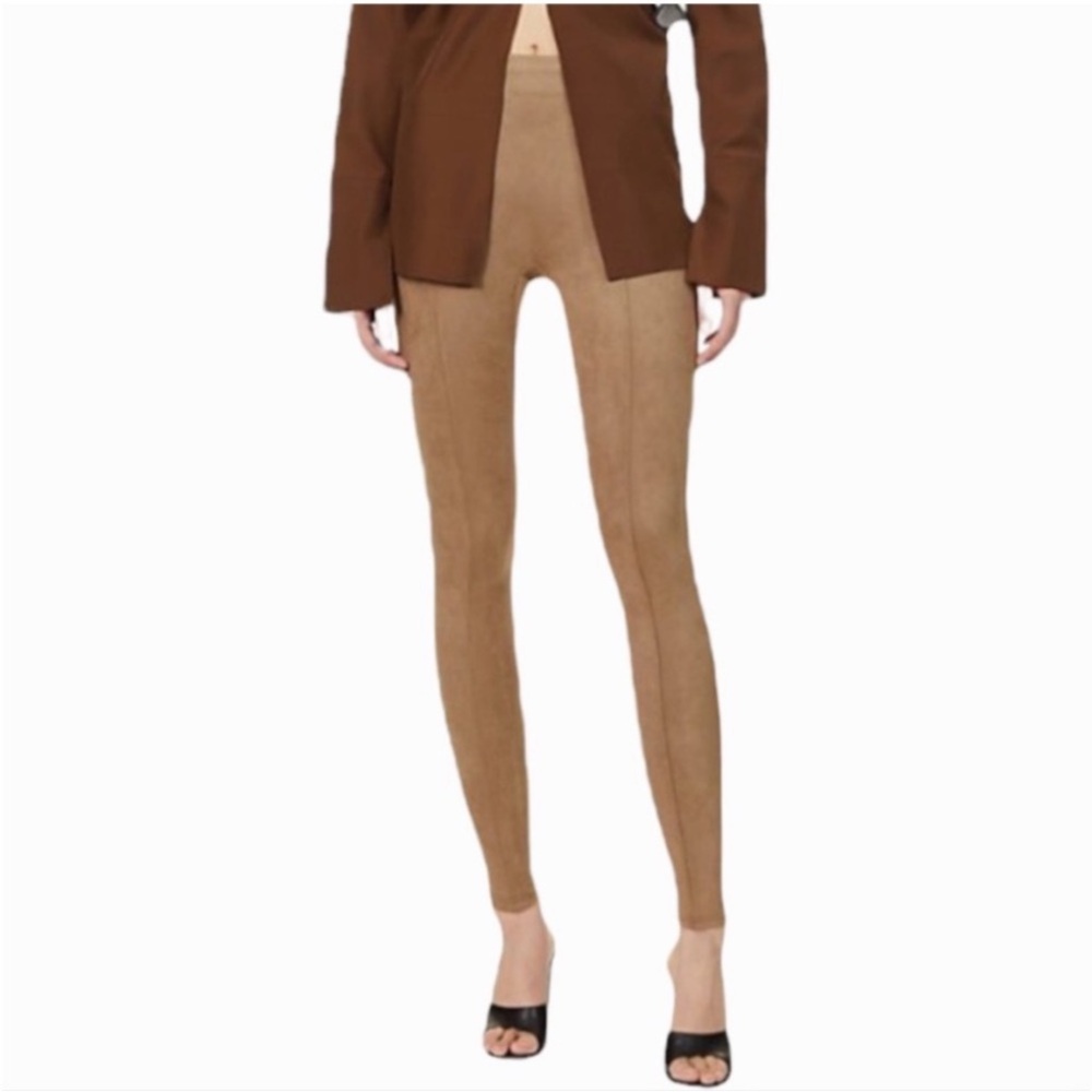 Spanx Women’s Faux Suede Slimming Leggings Pants In Beige Size XL - Picture 2 of 14